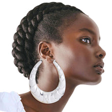 Load image into Gallery viewer, Large Silver Teardrop Bamboo Hoops
