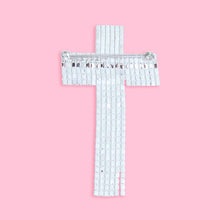 Load image into Gallery viewer, Silver Rhinestone Fringe Cross Brooch
