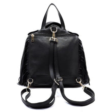 Load image into Gallery viewer, Black Moto Jacket Fringe Backpack
