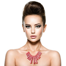 Load image into Gallery viewer, Burgundy Marbled Spike Necklace Set
