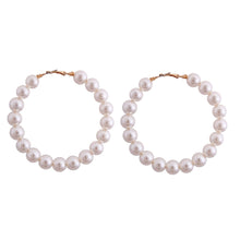 Load image into Gallery viewer, Cream Pearl Hoop Earrings
