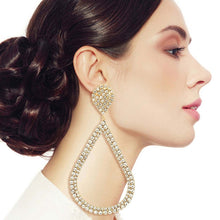 Load image into Gallery viewer, Gold Pave XL Teardrop Clip Ons
