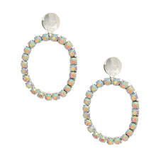 Load image into Gallery viewer, Xlarge Silver Oval Crystal Earrings
