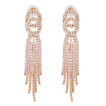Load image into Gallery viewer, Gold Double Circle Fringe Earrings
