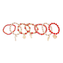 Load image into Gallery viewer, Red and Pearl Love Bracelets
