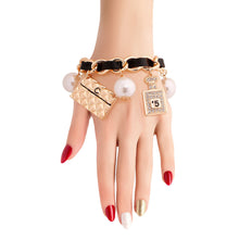 Load image into Gallery viewer, Gold and Black Perfume Charm Bracelet
