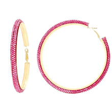 Load image into Gallery viewer, Fuchsia and Gold Rhinestone Hoops
