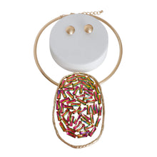 Load image into Gallery viewer, Pink Green Baguette Choker Set
