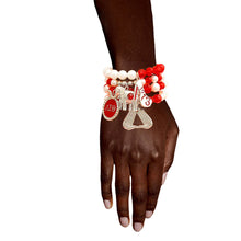 Load image into Gallery viewer, Sorority Inspired  Red White Bead Bracelets
