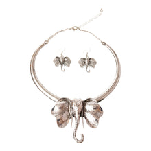 Load image into Gallery viewer, Old Silver Burnished Metal Elephant Necklace Set
