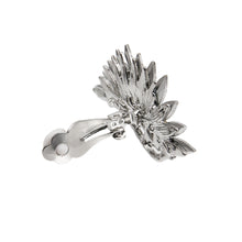 Load image into Gallery viewer, Silver and Rhinestone Wing Design Clip On Earrings
