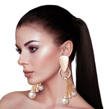 Load image into Gallery viewer, Gold Pearl Heavy Drop Earrings
