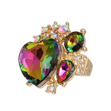 Load image into Gallery viewer, A Full Heart Pink Green Crystal Ring
