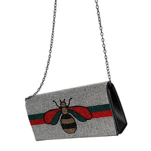 Load image into Gallery viewer, Designer Bee Rhinestone Flap Clutch
