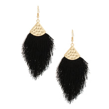 Load image into Gallery viewer, Black Silk Tassel Fish Hook Earrings
