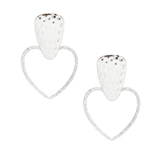 Load image into Gallery viewer, Silver Hammered Metal Heart Earrings
