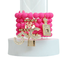 Load image into Gallery viewer, Matte Fuchsia Boutique Charm Bracelets
