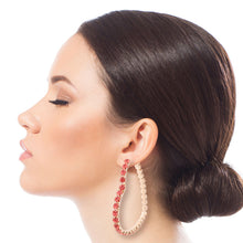 Load image into Gallery viewer, Pink Crystal Heart Hoops
