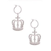 Load image into Gallery viewer, Silver Crown Baby Hoops
