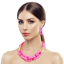 Load image into Gallery viewer, Pink Rubber Rectangle Link Chain
