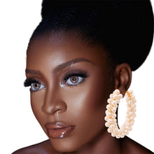 Load image into Gallery viewer, Cream Cluster Pearl Hoops
