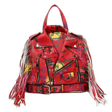 Load image into Gallery viewer, Red Graffiti Moto Jacket Backpack
