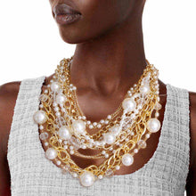 Load image into Gallery viewer, Pearls Beads and Gold Chains Necklace Set
