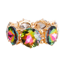 Load image into Gallery viewer, Gold Pink Green Round Crystal Bracelet
