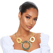 Load image into Gallery viewer, Black Rhinestone Ring Chunky Chain Set
