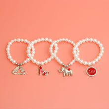 Load image into Gallery viewer, Sorority Inspired  Charm White Pearl Bracelets
