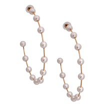 Load image into Gallery viewer, Cream Pearl Floating Hoops
