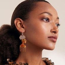 Load image into Gallery viewer, Brown Glitter Hair Pick Earrings
