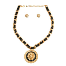 Load image into Gallery viewer, Gold and Black Woven Lion Necklace

