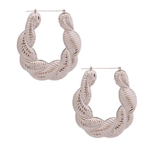 Load image into Gallery viewer, Large Silver Twisted Rope Hoops
