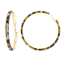 Load image into Gallery viewer, Leopard Rhinestone Hoops
