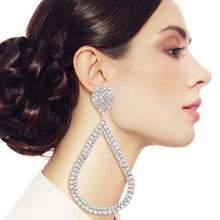 Load image into Gallery viewer, Silver Pave XL Teardrop Clip Ons
