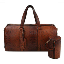 Load image into Gallery viewer, Brown Ostrich Weekender Duffel Bag
