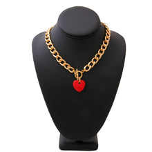 Load image into Gallery viewer, Red Rhinestone Heart Toggle Necklace
