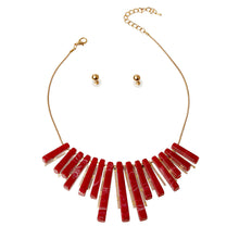 Load image into Gallery viewer, Burgundy Marbled Spike Necklace Set
