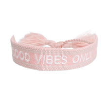 Load image into Gallery viewer, CD Inspired Pink GOOD VIBES ONLY Embroidered Bracelet
