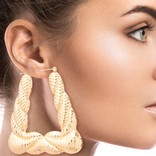 Load image into Gallery viewer, Gold Trapezoid Hoop Earrings
