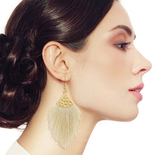 Load image into Gallery viewer, Cream Silk Tassel Fish Hook Earrings
