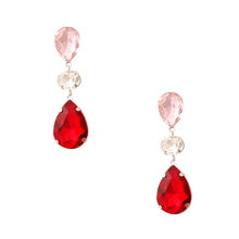 Load image into Gallery viewer, Red Glass Crystal Teardrop Earrings
