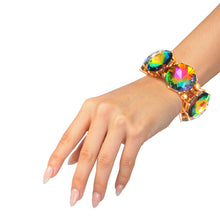 Load image into Gallery viewer, Gold Pink Green Round Crystal Bracelet
