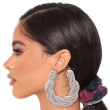 Load image into Gallery viewer, Large Silver Twisted Rope Hoops
