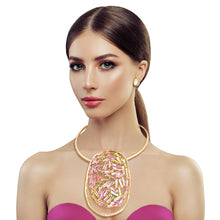 Load image into Gallery viewer, Pink Green Baguette Choker Set
