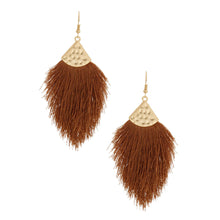 Load image into Gallery viewer, Brown Silk Tassel Fish Hook Earrings

