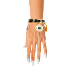 Load image into Gallery viewer, Gold Ball Black Designer 5 Charm Bracelet
