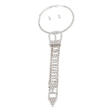 Load image into Gallery viewer, Silver Crystal Belt Tie Choker
