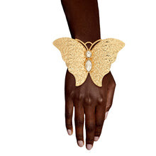 Load image into Gallery viewer, Gold Hammered Butterfly Cuff
